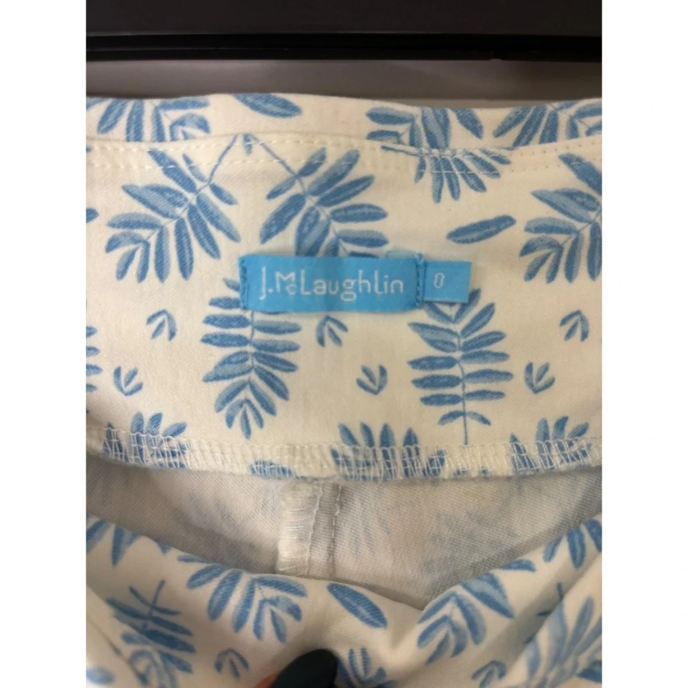 J McLaughlin Women's Size 0 Tall Leggings Blue Leaf‎ Print Stretch Casual Pants